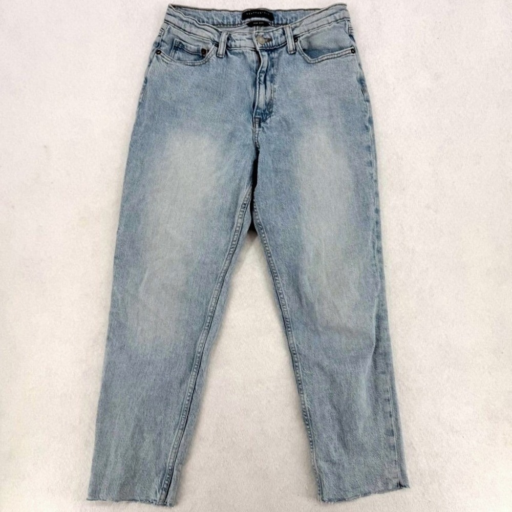 Aeropostale Womens Mom Jeans 90s Retro‎ High Rise Raw Hem Blue Denim Size 6R